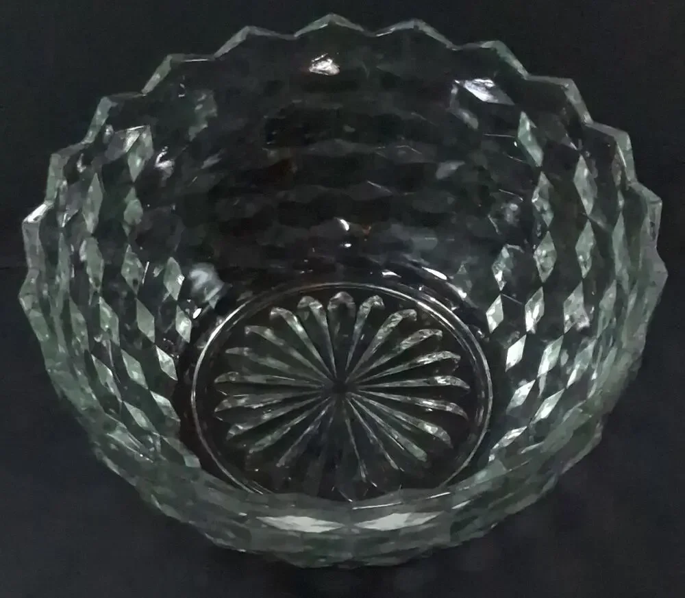 Vintage Whitehall Clear Glass Deep Salad Serving Bowl 9.25 Cubist
